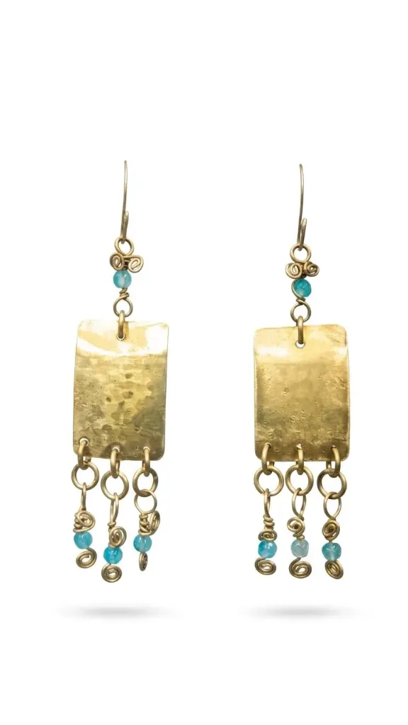Aretes de katon con agara azul